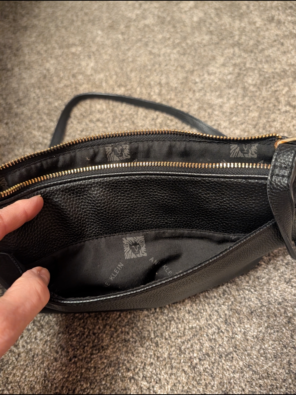 Anne Klein Black Crossbody Shoulder Bag with Gold Hardware